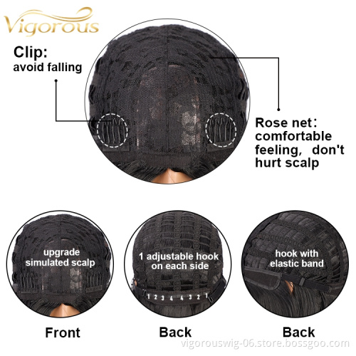 Vigorous Short Bob Wig for Women Black Straight Synthetic Hair Short Bob None Lace Wigs for Daily Cosplay Party Use